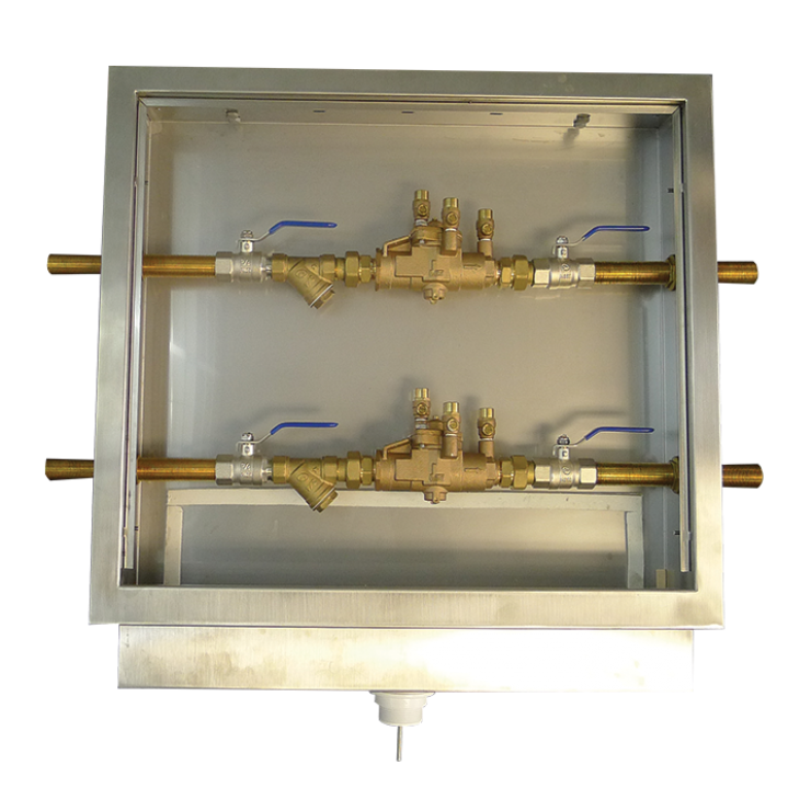 Twin recessed Backflow cabinet with 009 valves